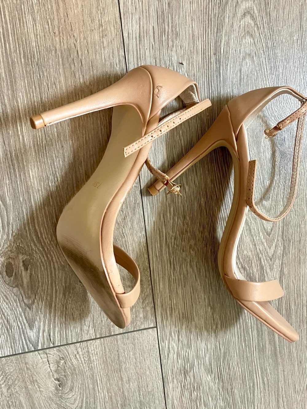 Steve Madden Tan Open-Toe Ankle-Strap Stiletto Heels - Picture 3 of 8